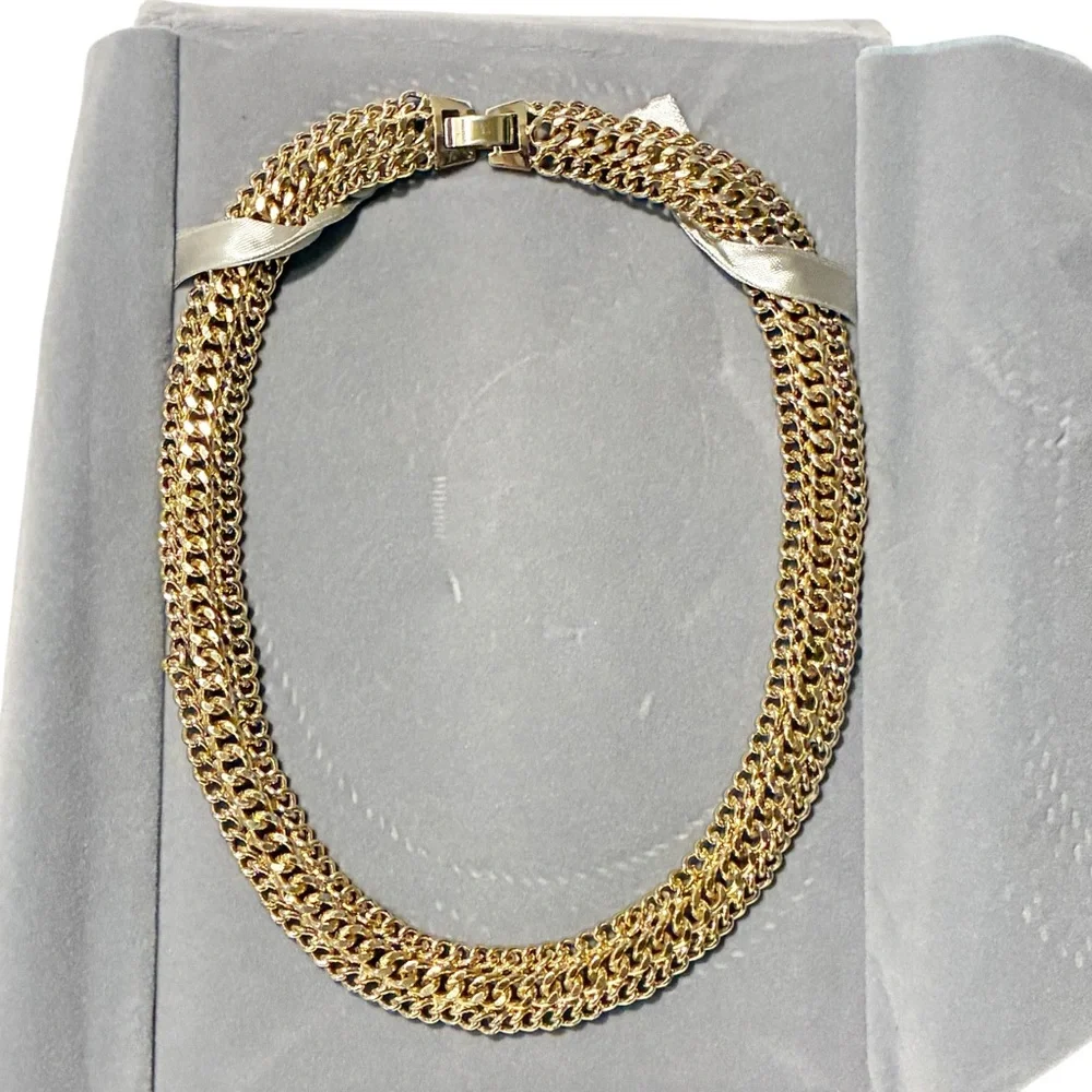 Gold Tone Thick‎ Strand Choker Necklace Jewelry